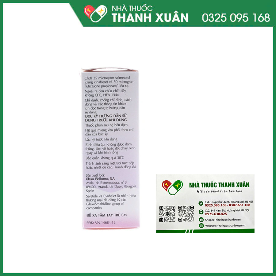 Seretide Evohaler DC 25/50 thuốc  điều trị hen và bệnh phổi tắc nghẽn mạn tính (COPD)